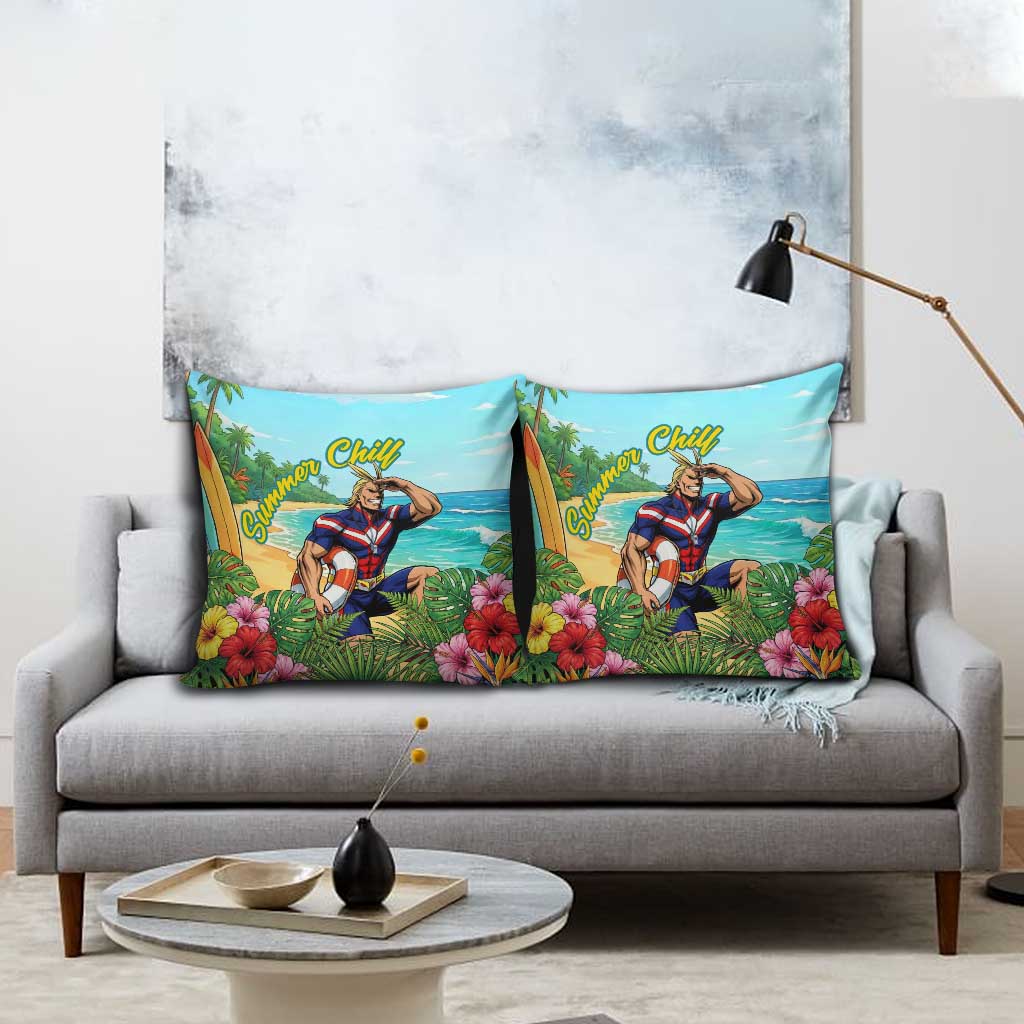 Toshinori Yagi Summer Chill Pillow Cover Heroic Tropical Anime Art