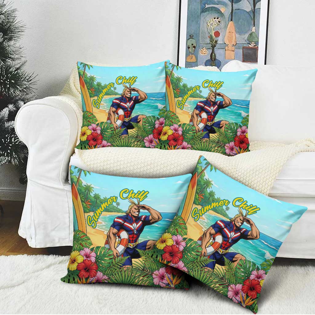Toshinori Yagi Summer Chill Pillow Cover Heroic Tropical Anime Art