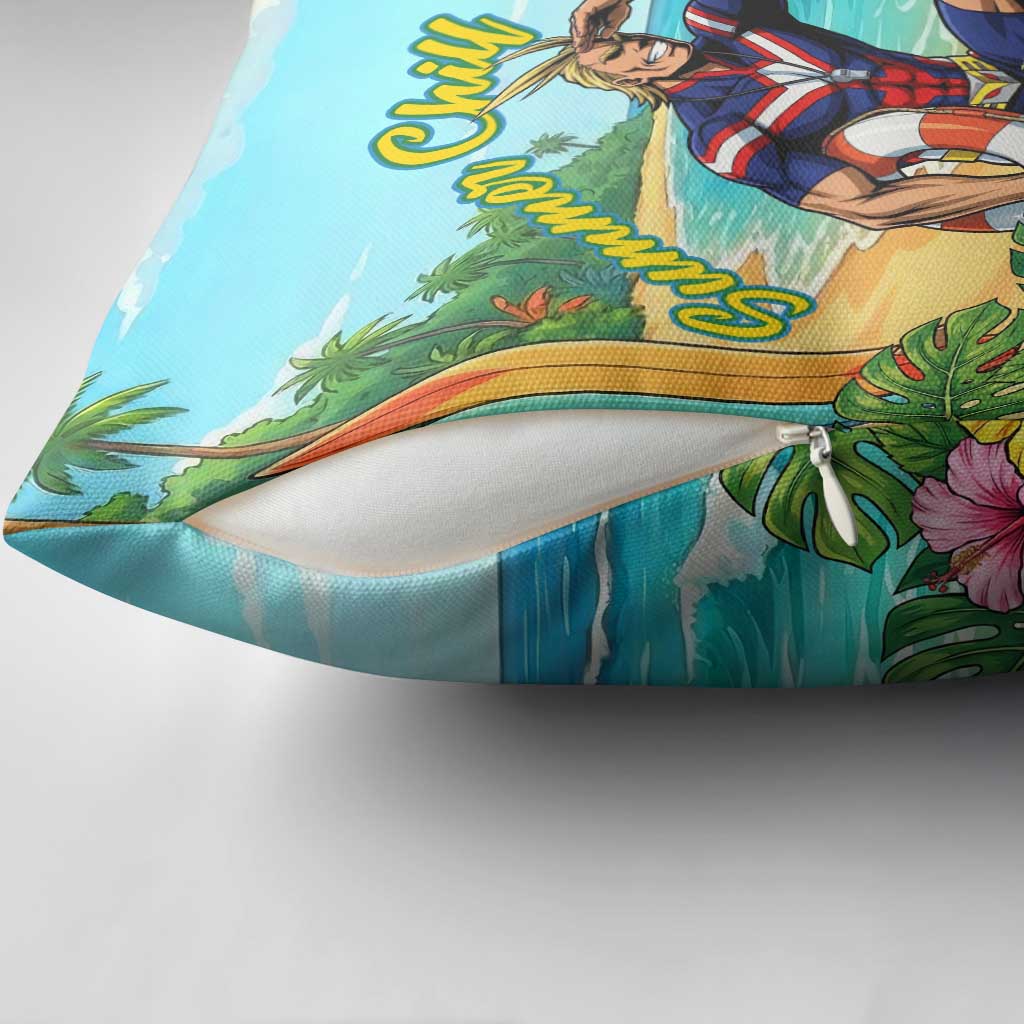 Toshinori Yagi Summer Chill Pillow Cover Heroic Tropical Anime Art