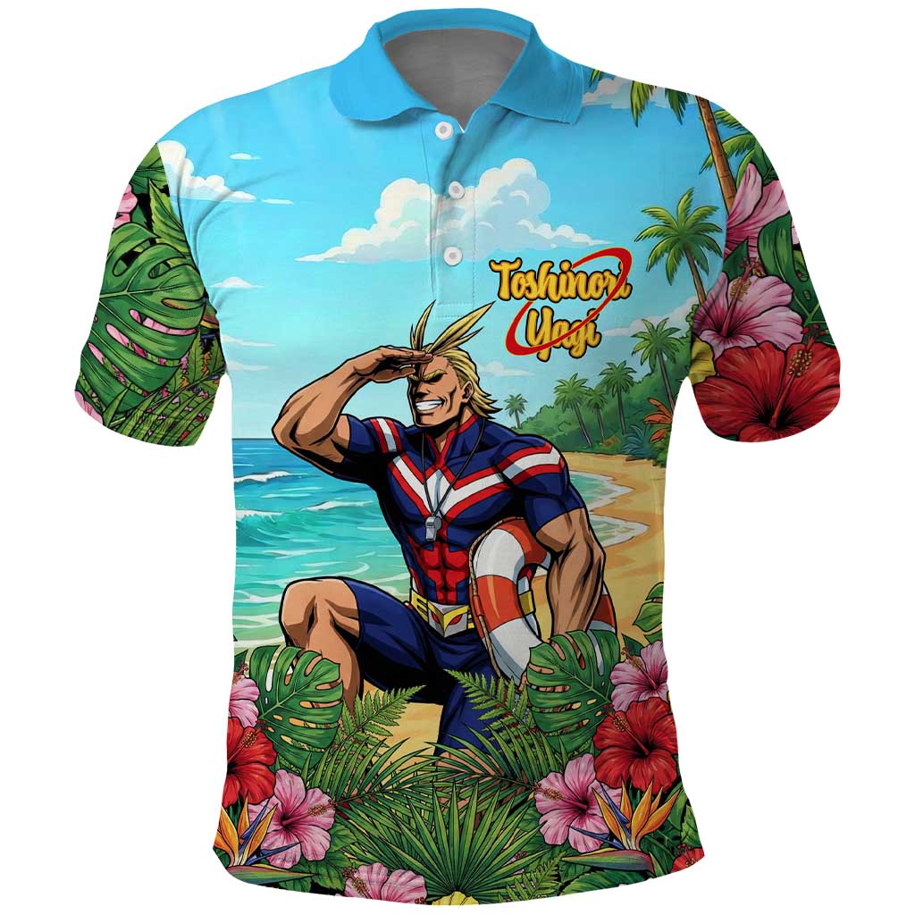 Toshinori Yagi Summer Chill Polo Shirt Heroic Tropical Anime Art