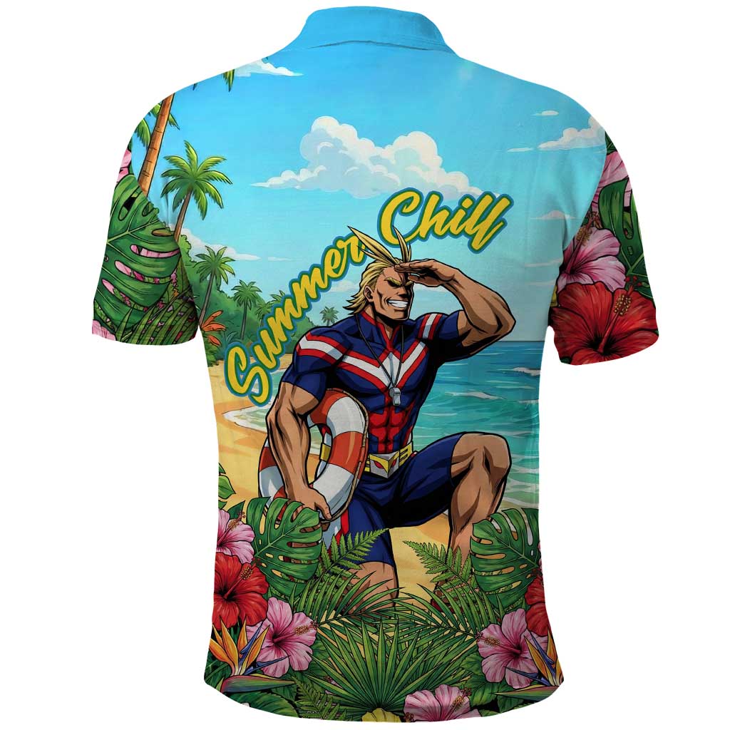 Toshinori Yagi Summer Chill Polo Shirt Heroic Tropical Anime Art