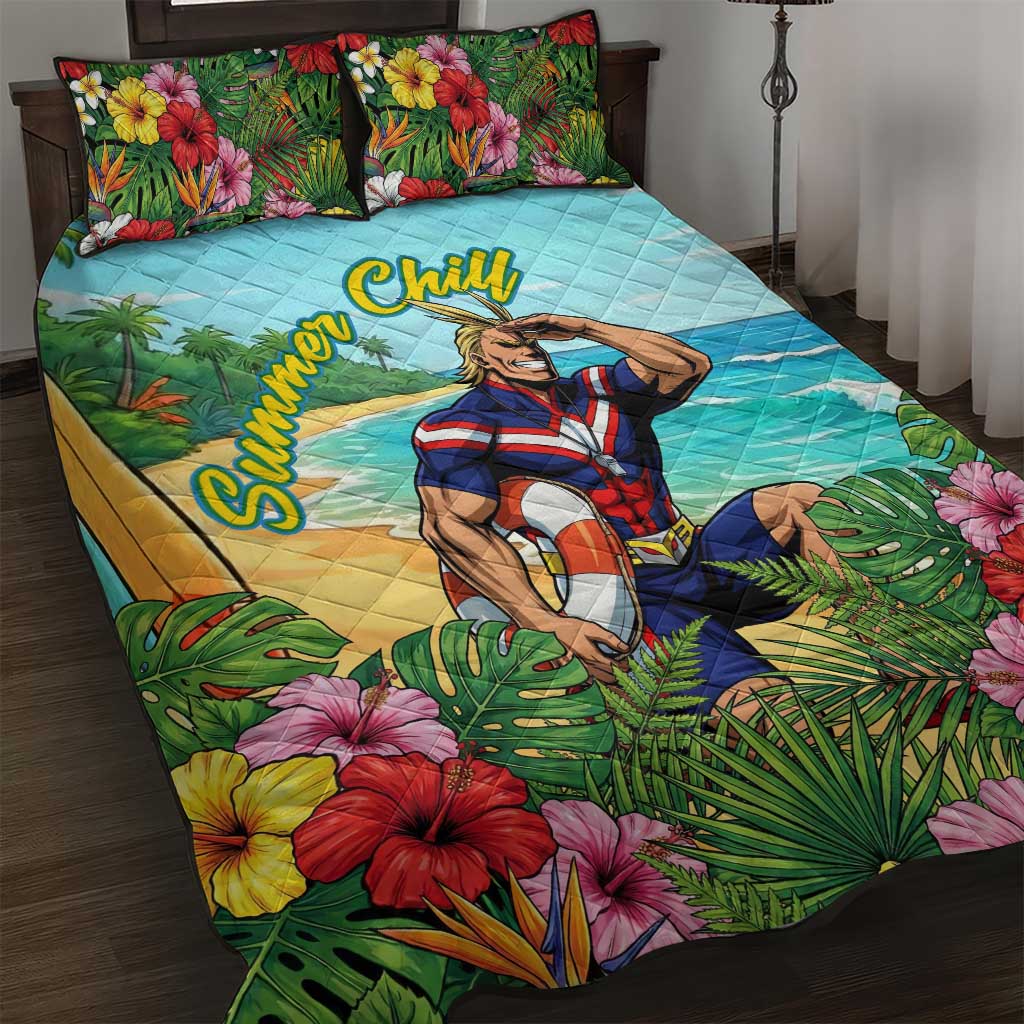 Toshinori Yagi Summer Chill Quilt Bed Set Heroic Tropical Anime Art