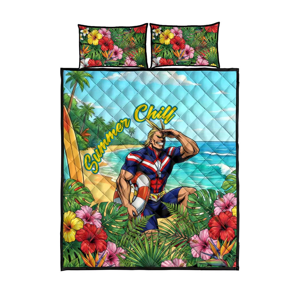 Toshinori Yagi Summer Chill Quilt Bed Set Heroic Tropical Anime Art