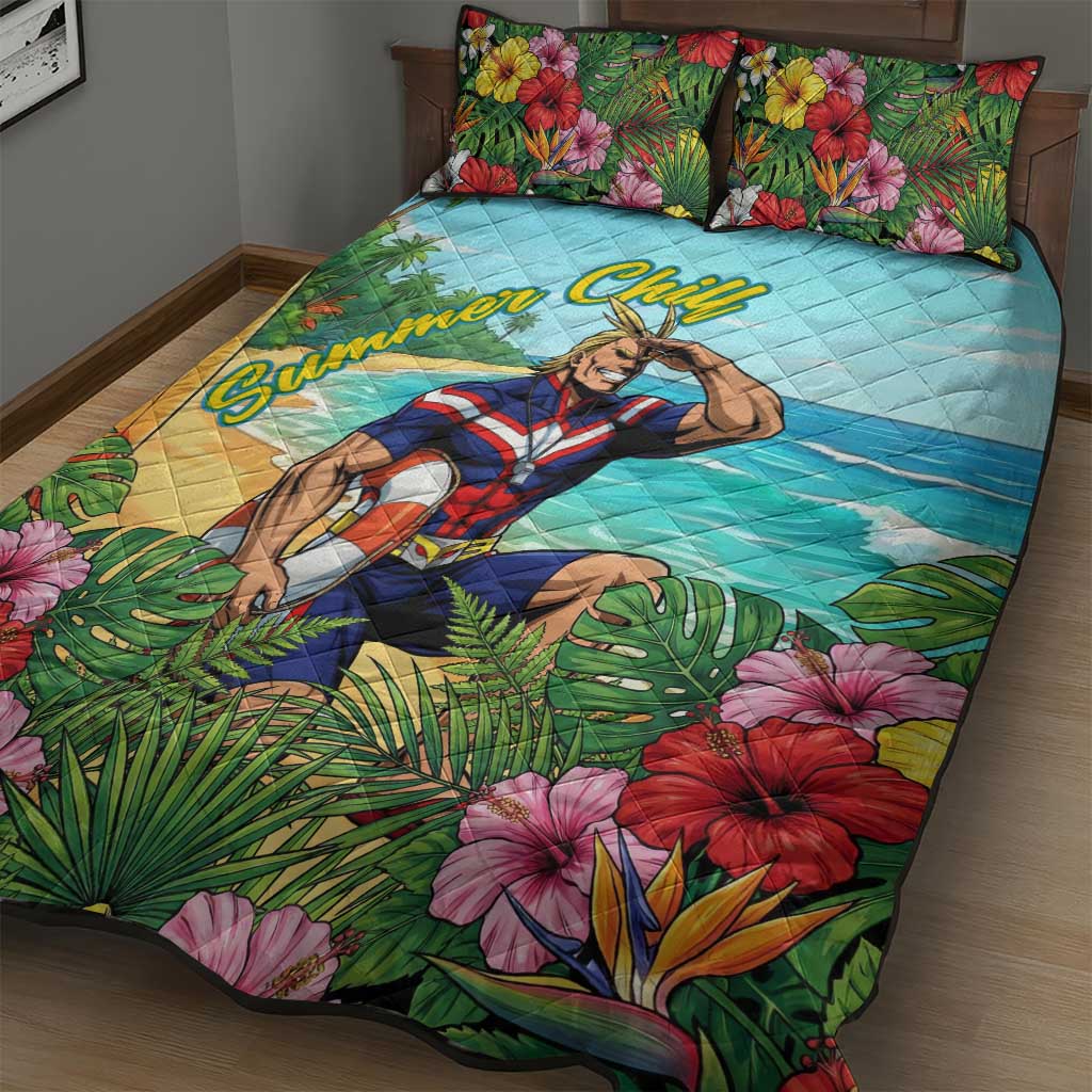 Toshinori Yagi Summer Chill Quilt Bed Set Heroic Tropical Anime Art