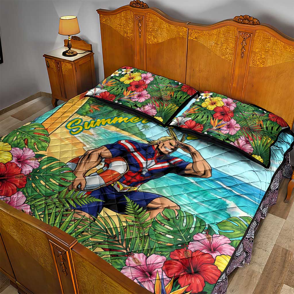 Toshinori Yagi Summer Chill Quilt Bed Set Heroic Tropical Anime Art