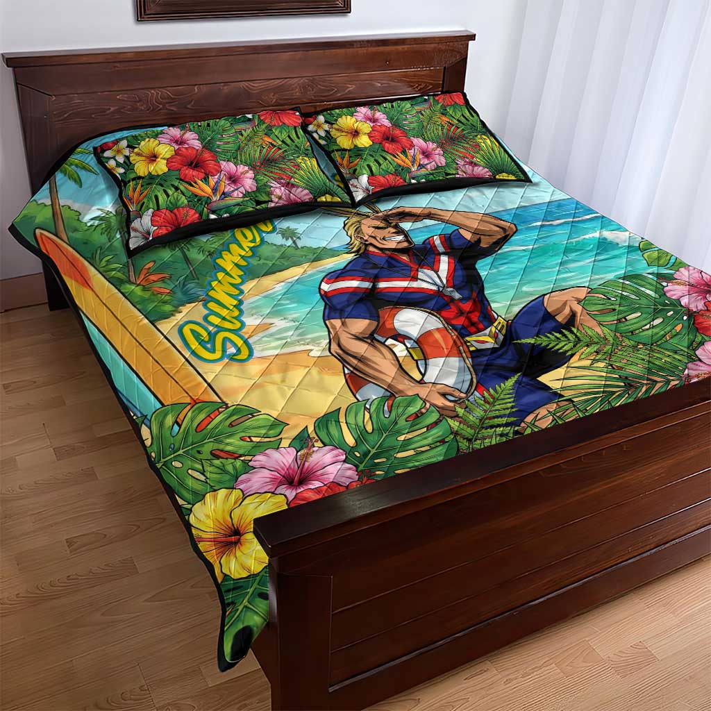 Toshinori Yagi Summer Chill Quilt Bed Set Heroic Tropical Anime Art