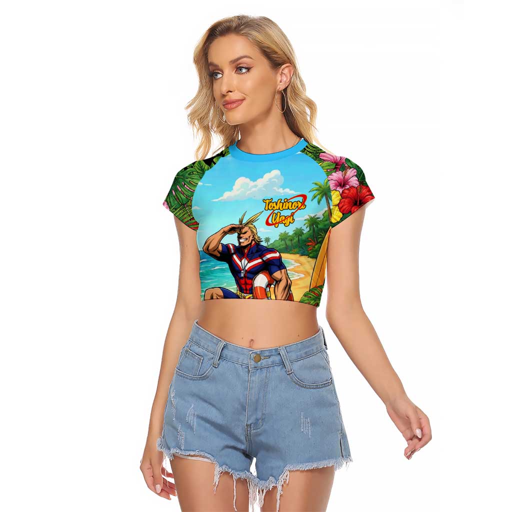 Toshinori Yagi Summer Chill Raglan Cropped T Shirt Heroic Tropical Anime Art