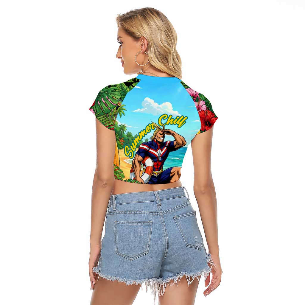 Toshinori Yagi Summer Chill Raglan Cropped T Shirt Heroic Tropical Anime Art