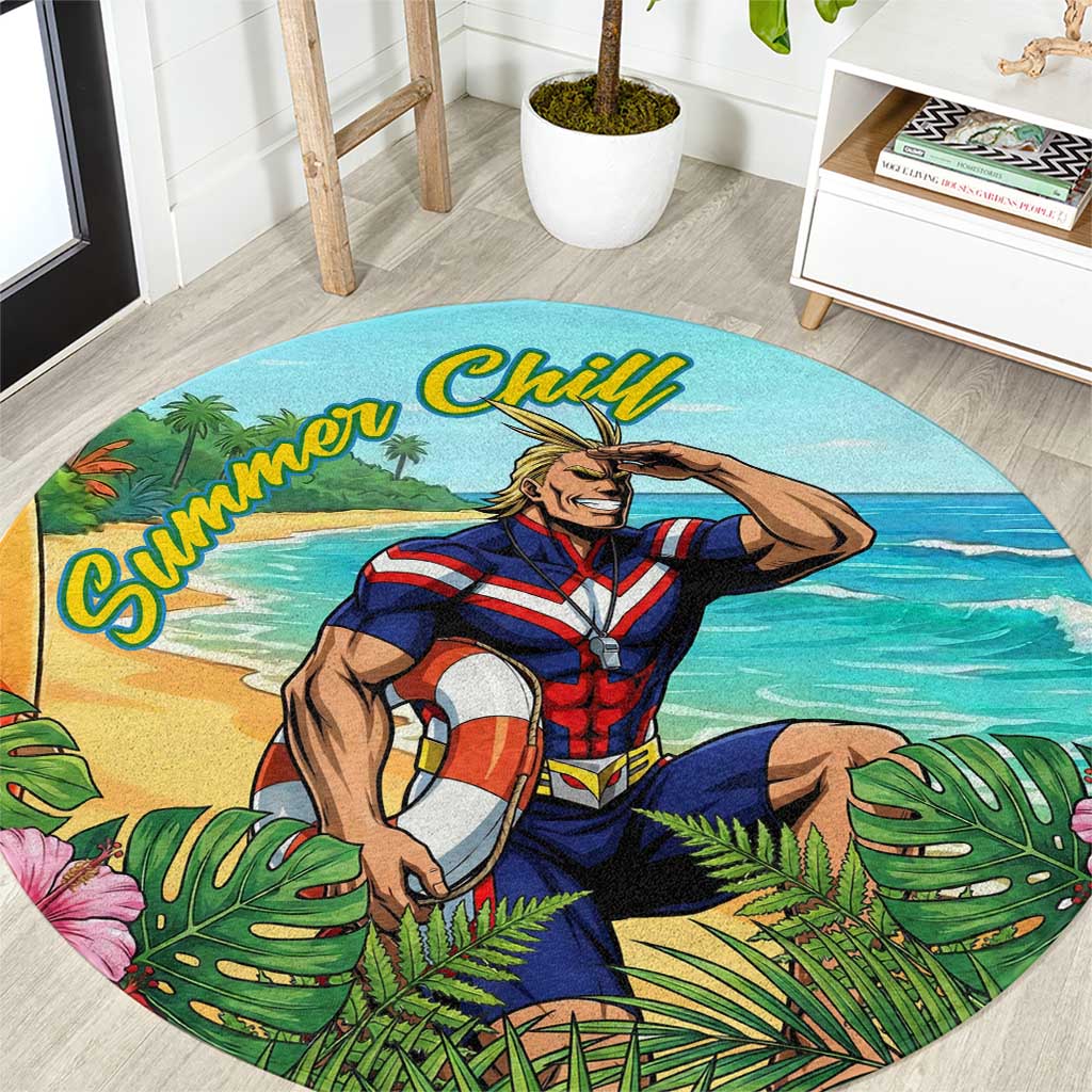 Toshinori Yagi Summer Chill Round Carpet Heroic Tropical Anime Art