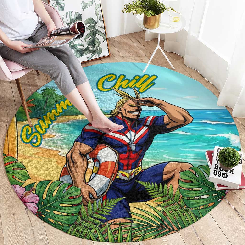 Toshinori Yagi Summer Chill Round Carpet Heroic Tropical Anime Art