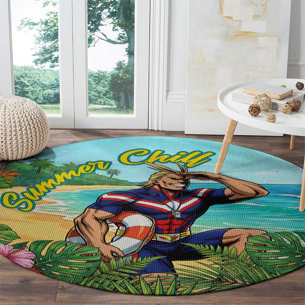 Toshinori Yagi Summer Chill Round Carpet Heroic Tropical Anime Art
