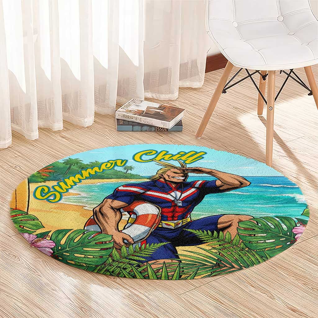 Toshinori Yagi Summer Chill Round Carpet Heroic Tropical Anime Art