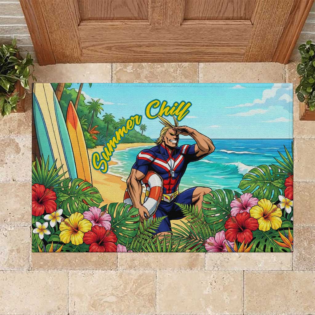 Toshinori Yagi Summer Chill Rubber Doormat Heroic Tropical Anime Art