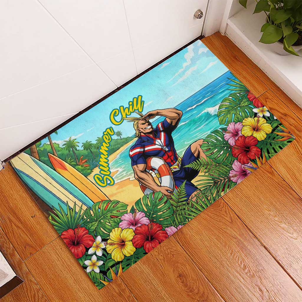 Toshinori Yagi Summer Chill Rubber Doormat Heroic Tropical Anime Art