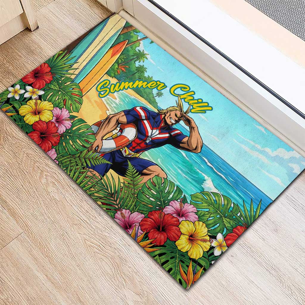 Toshinori Yagi Summer Chill Rubber Doormat Heroic Tropical Anime Art