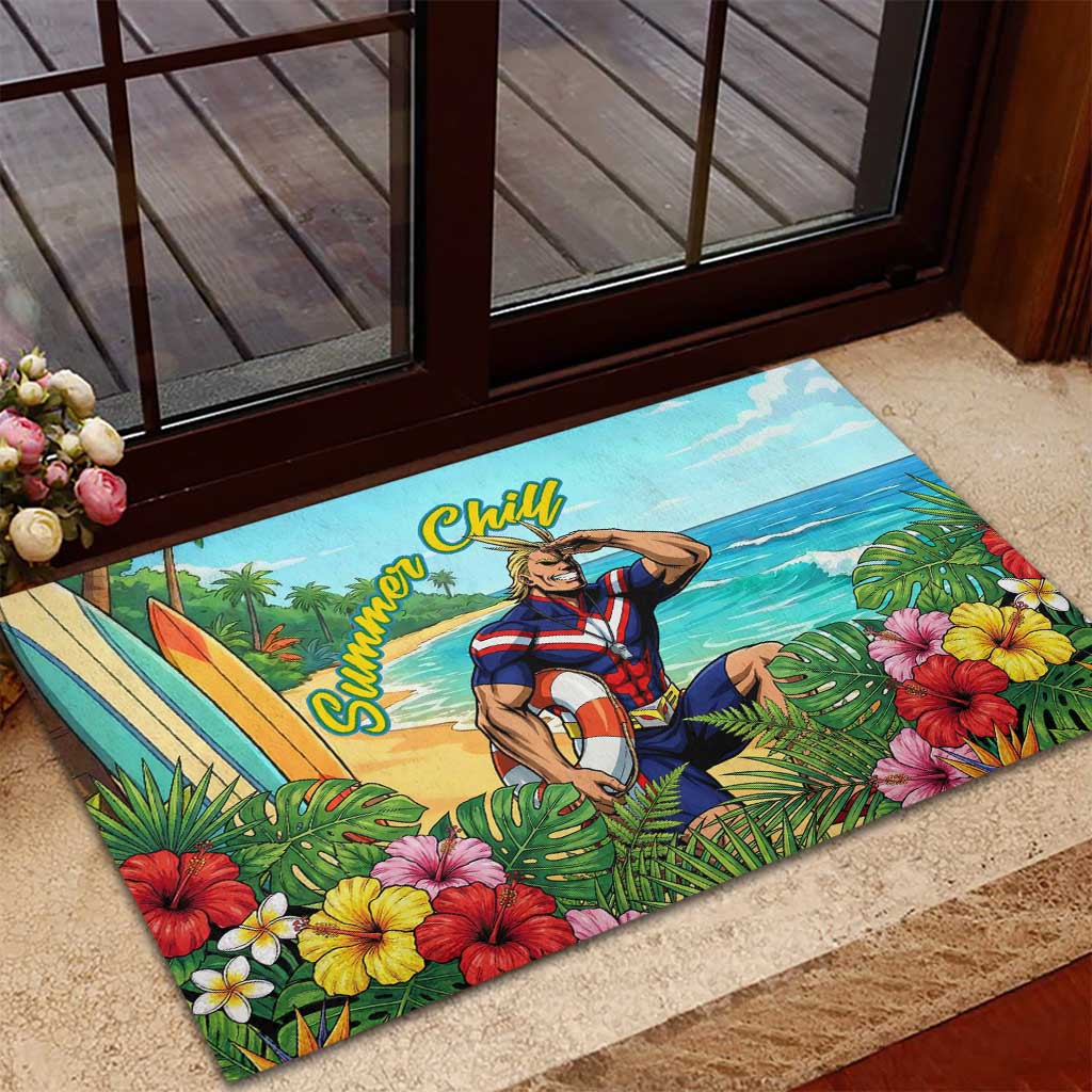 Toshinori Yagi Summer Chill Rubber Doormat Heroic Tropical Anime Art
