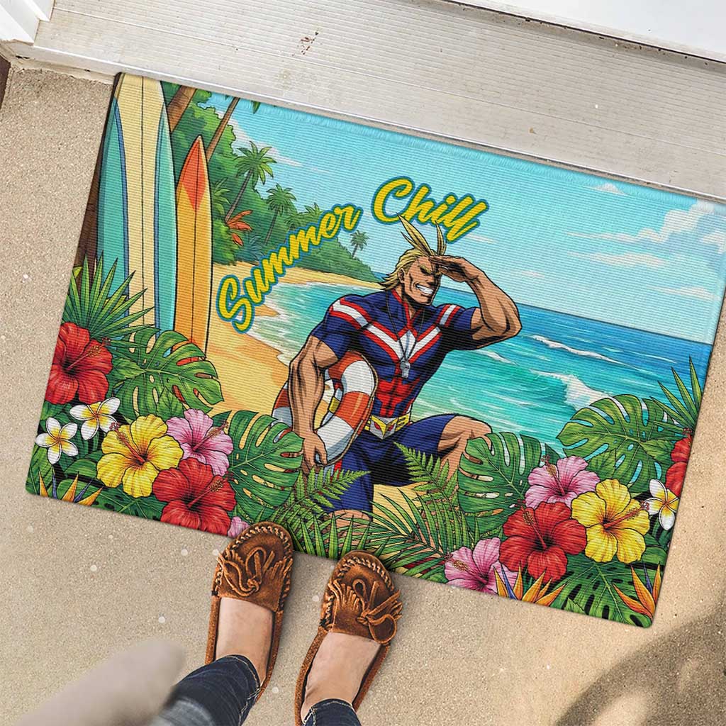 Toshinori Yagi Summer Chill Rubber Doormat Heroic Tropical Anime Art