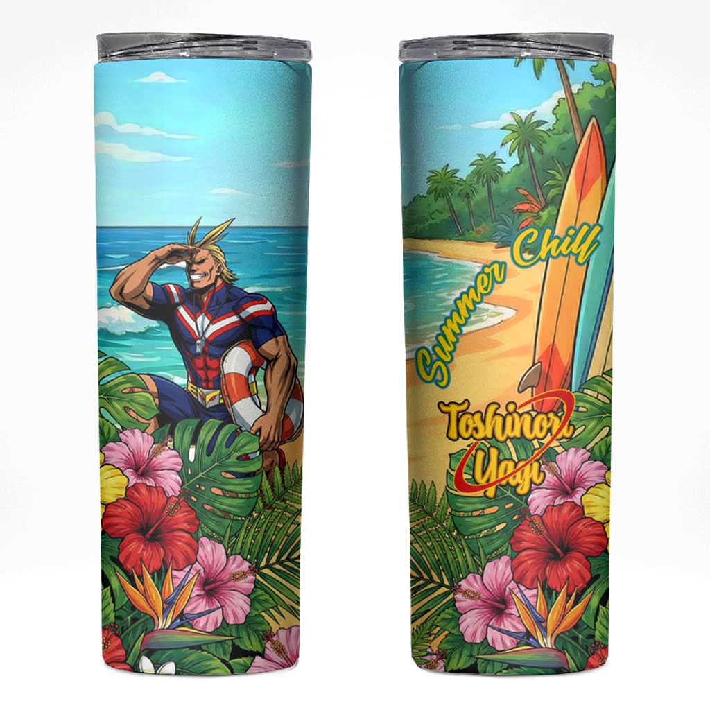 Toshinori Yagi Summer Chill Skinny Tumbler Heroic Tropical Anime Art