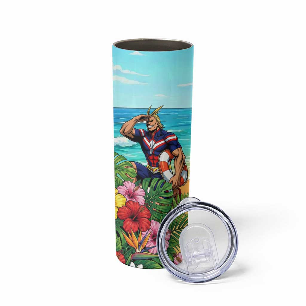 Toshinori Yagi Summer Chill Skinny Tumbler Heroic Tropical Anime Art