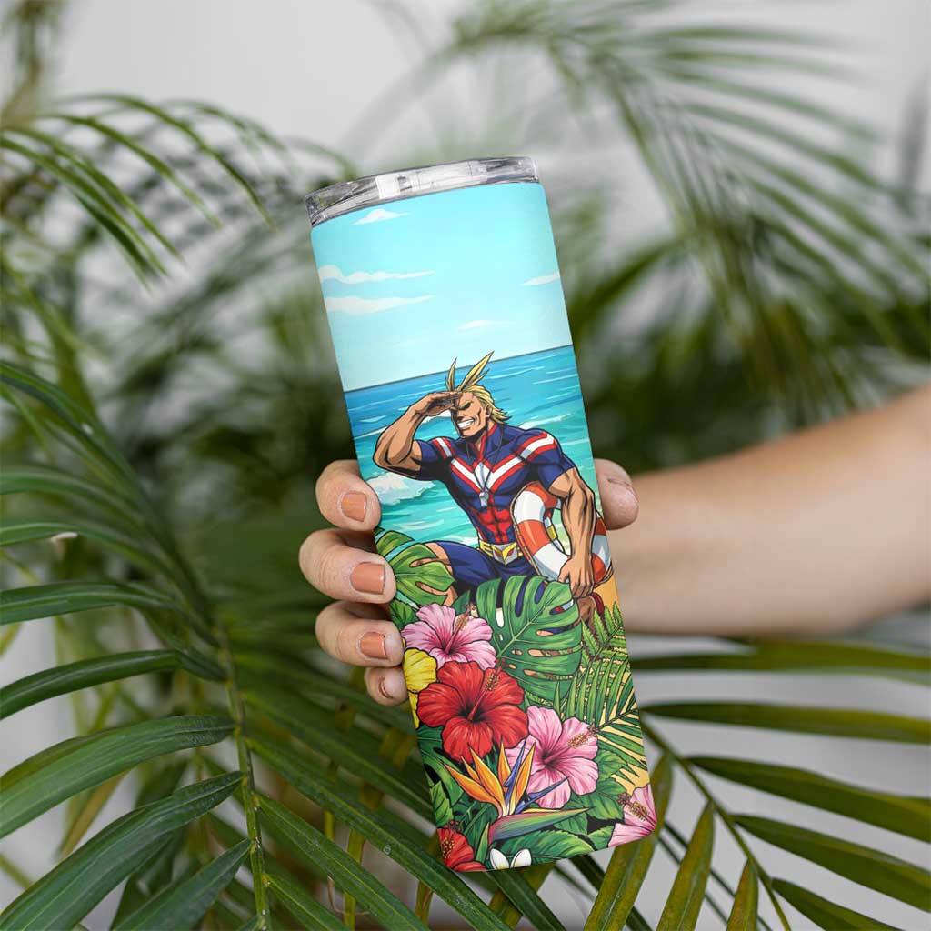 Toshinori Yagi Summer Chill Skinny Tumbler Heroic Tropical Anime Art