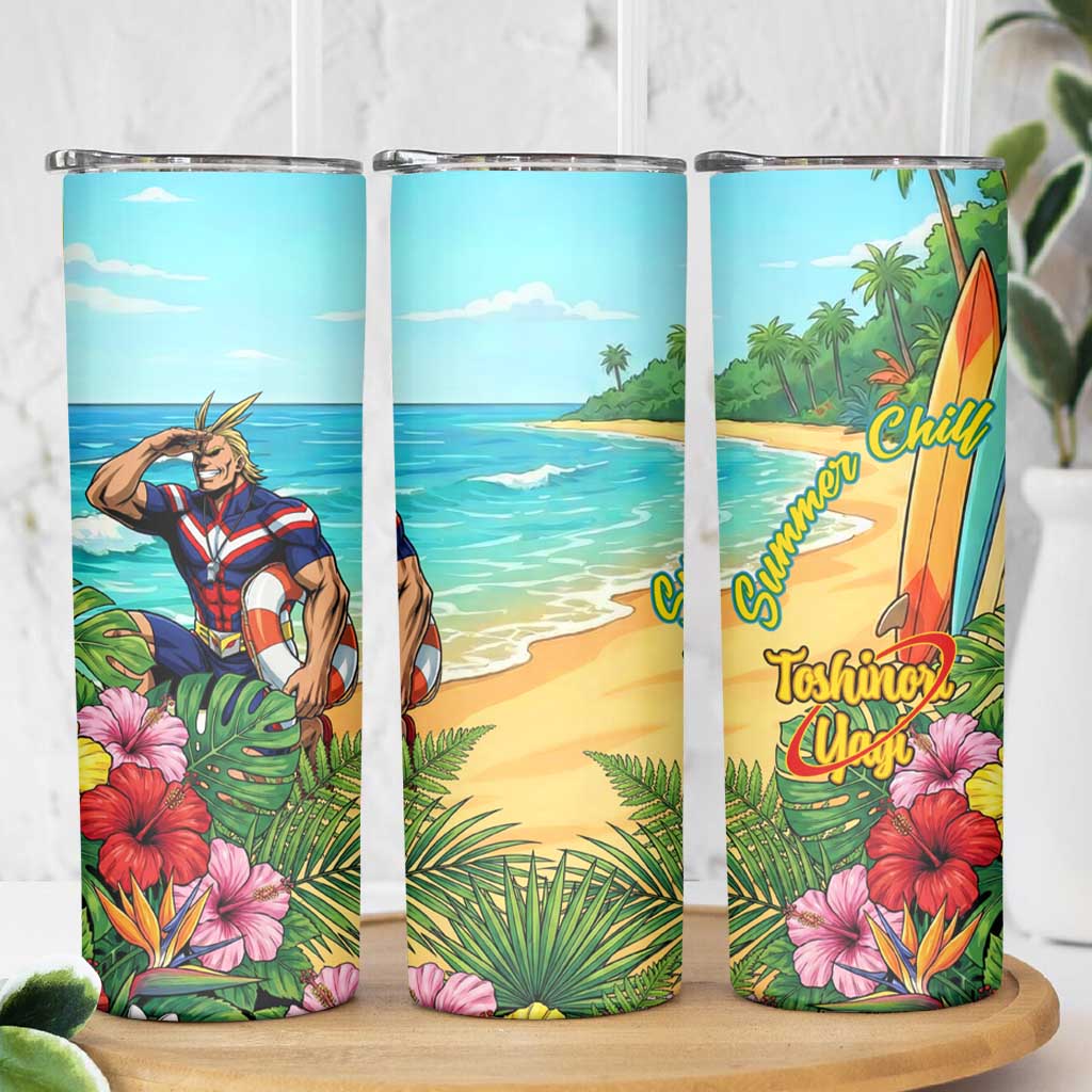 Toshinori Yagi Summer Chill Skinny Tumbler Heroic Tropical Anime Art