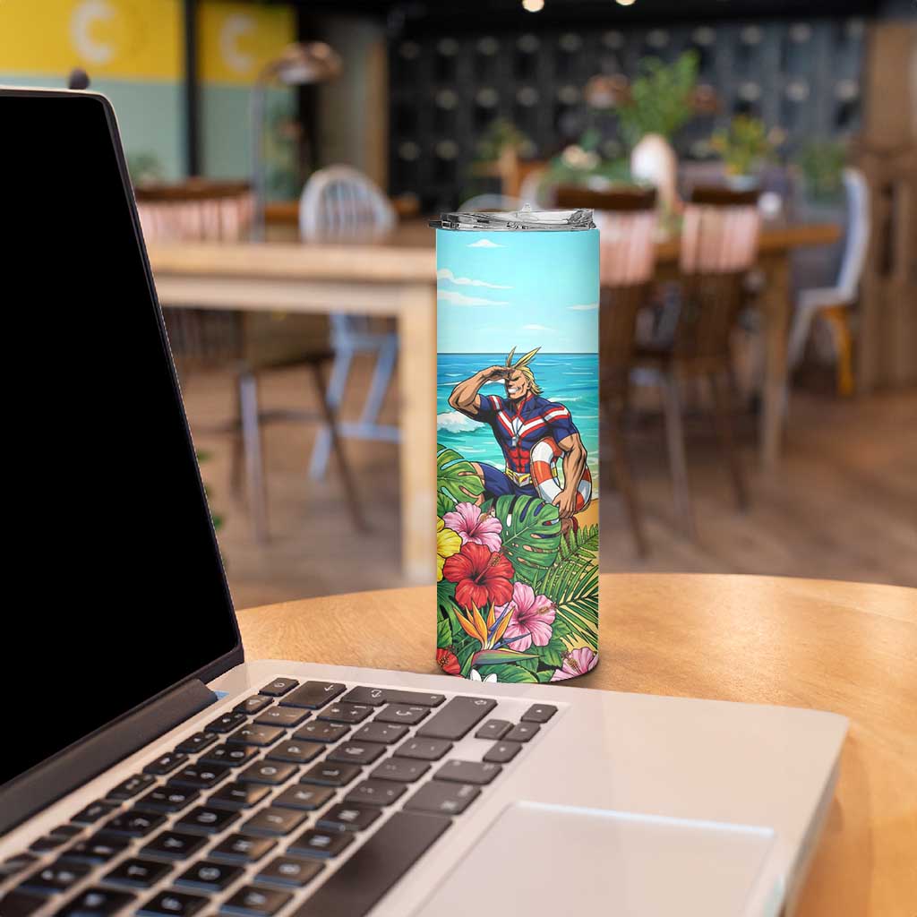 Toshinori Yagi Summer Chill Skinny Tumbler Heroic Tropical Anime Art