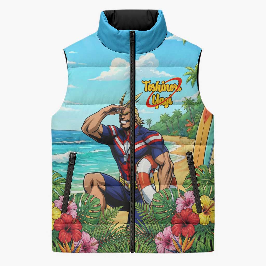 Toshinori Yagi Summer Chill Sleeveless Puffer Jacket Heroic Tropical Anime Art