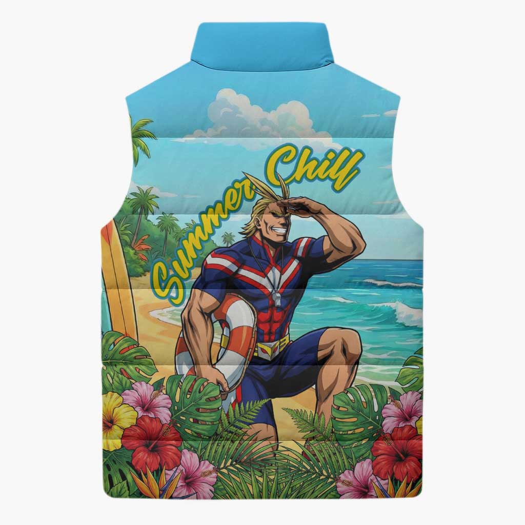 Toshinori Yagi Summer Chill Sleeveless Puffer Jacket Heroic Tropical Anime Art