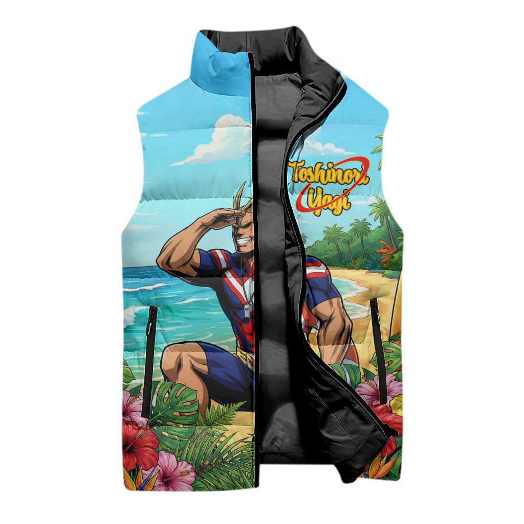 Toshinori Yagi Summer Chill Sleeveless Puffer Jacket Heroic Tropical Anime Art