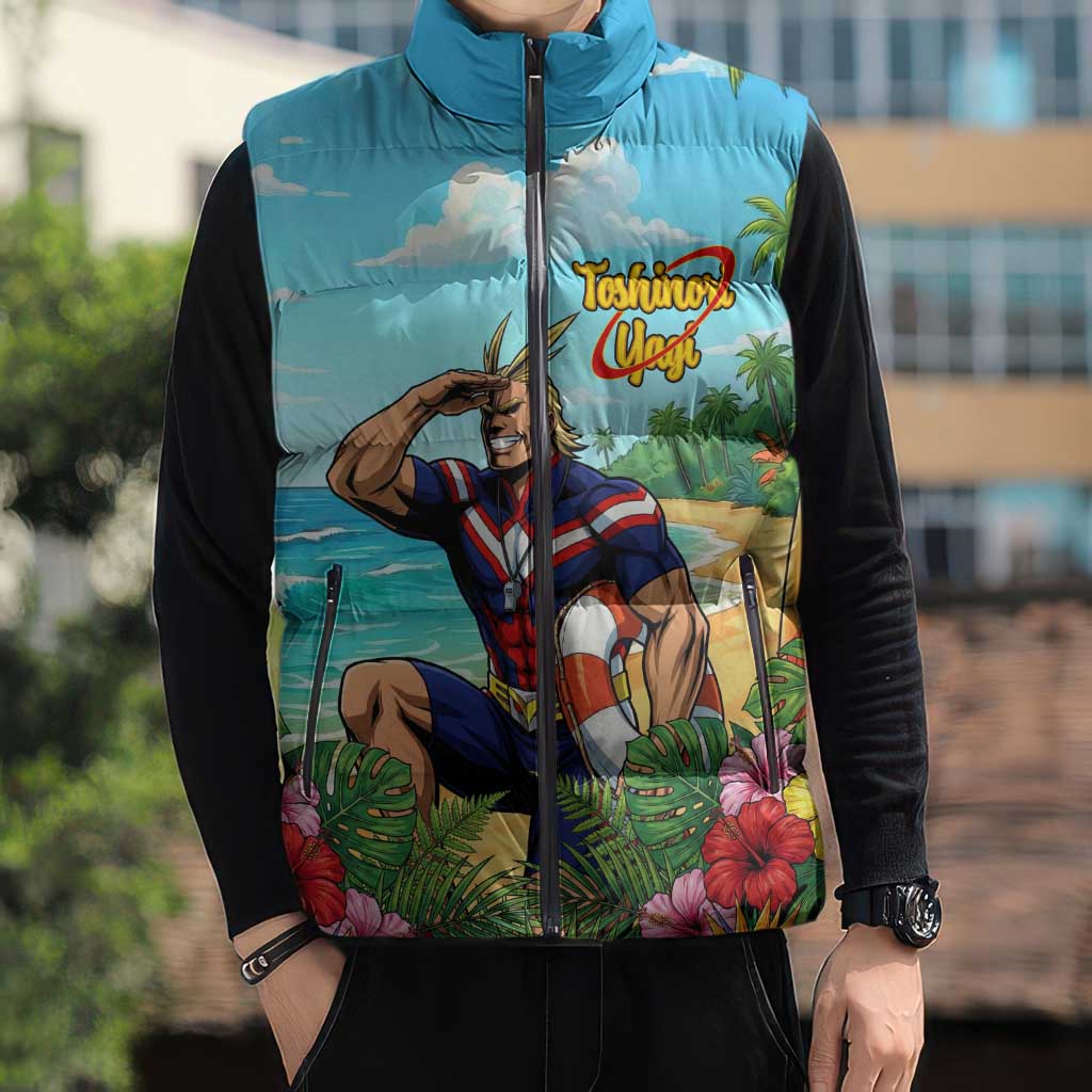 Toshinori Yagi Summer Chill Sleeveless Puffer Jacket Heroic Tropical Anime Art