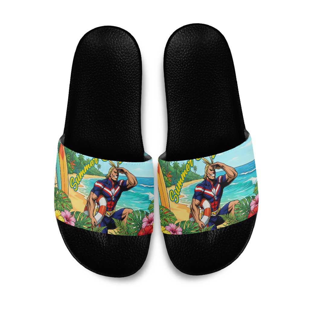 Toshinori Yagi Summer Chill Slide Sandals Heroic Tropical Anime Art