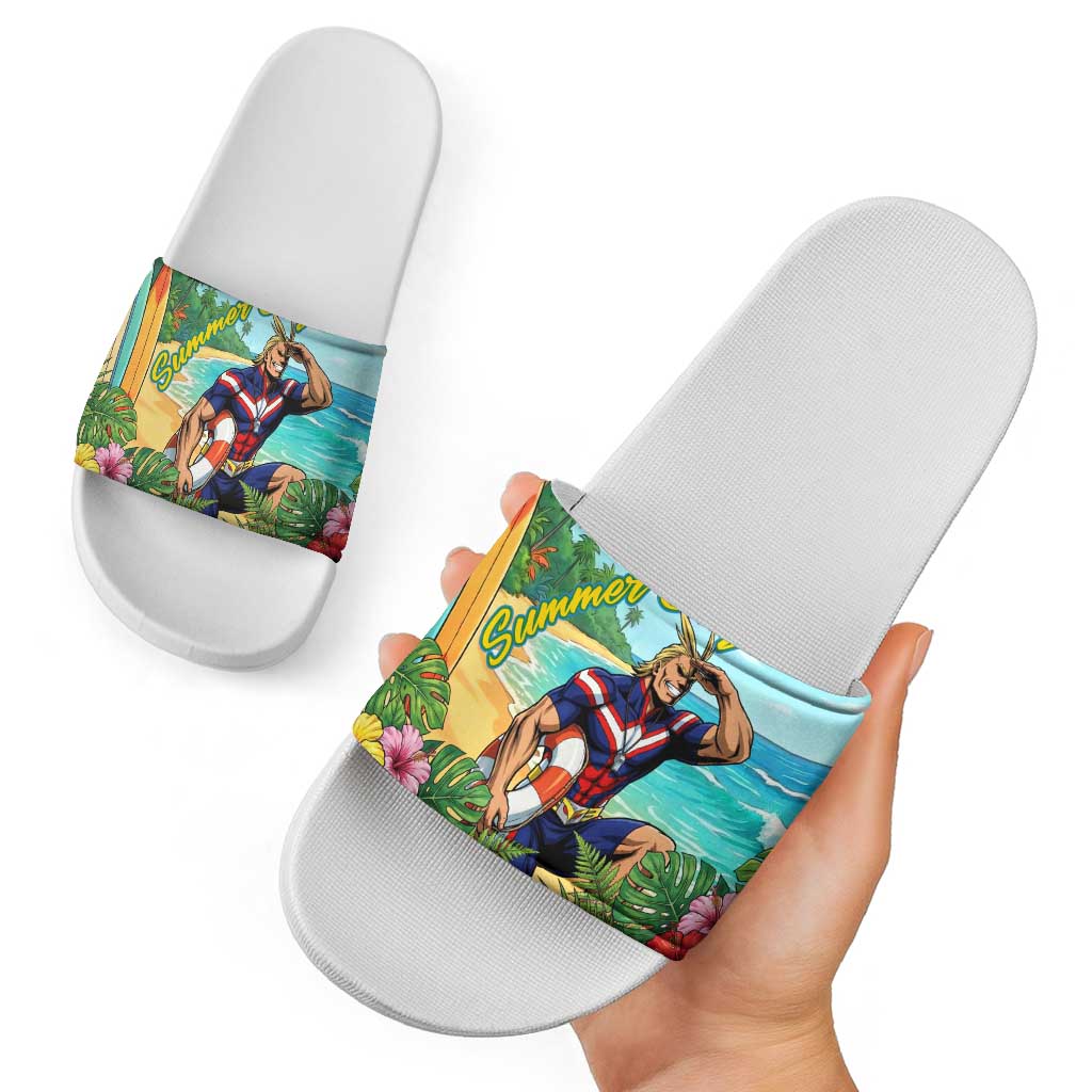 Toshinori Yagi Summer Chill Slide Sandals Heroic Tropical Anime Art