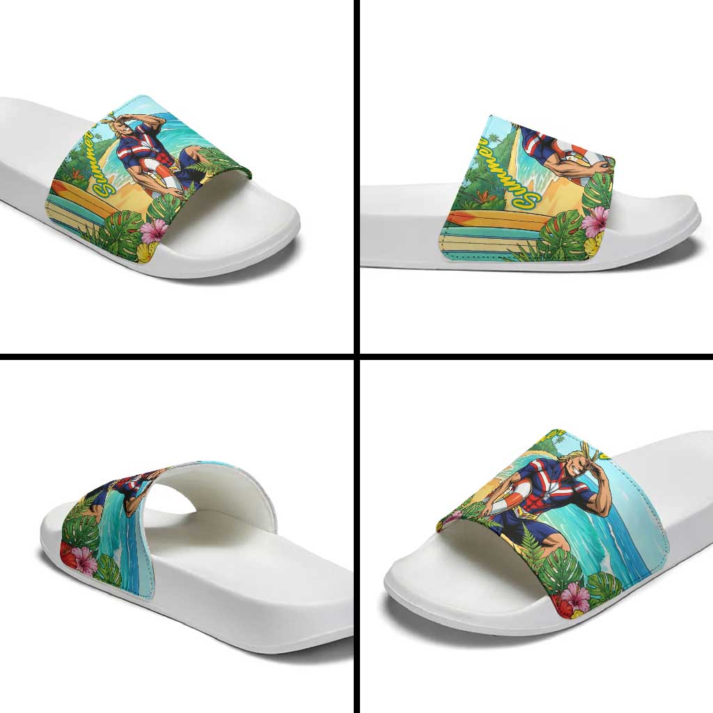Toshinori Yagi Summer Chill Slide Sandals Heroic Tropical Anime Art