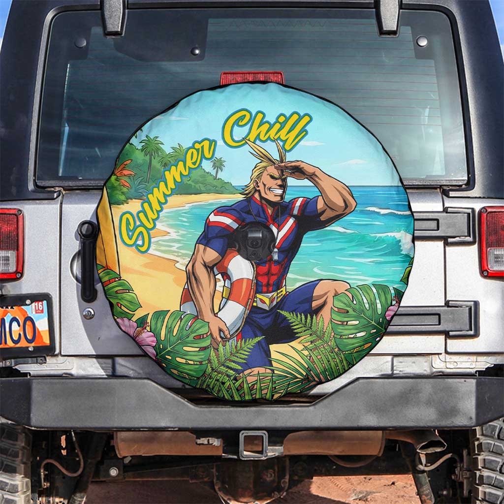 Toshinori Yagi Summer Chill Spare Tire Cover Heroic Tropical Anime Art