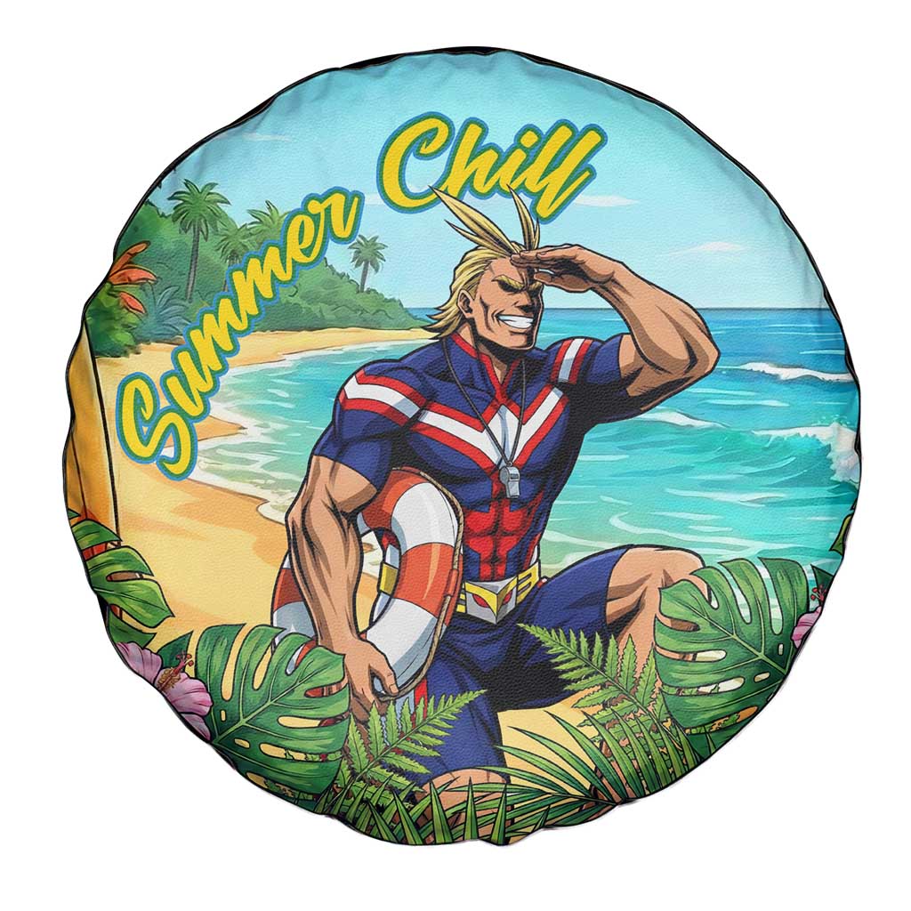 Toshinori Yagi Summer Chill Spare Tire Cover Heroic Tropical Anime Art