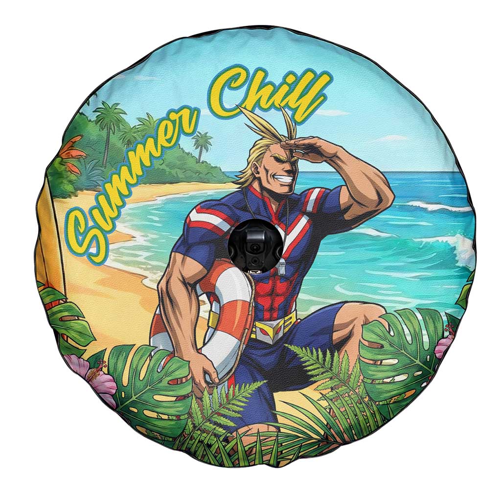 Toshinori Yagi Summer Chill Spare Tire Cover Heroic Tropical Anime Art