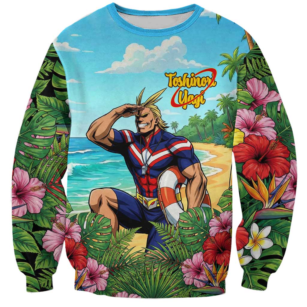 Toshinori Yagi Summer Chill Sweatshirt Heroic Tropical Anime Art
