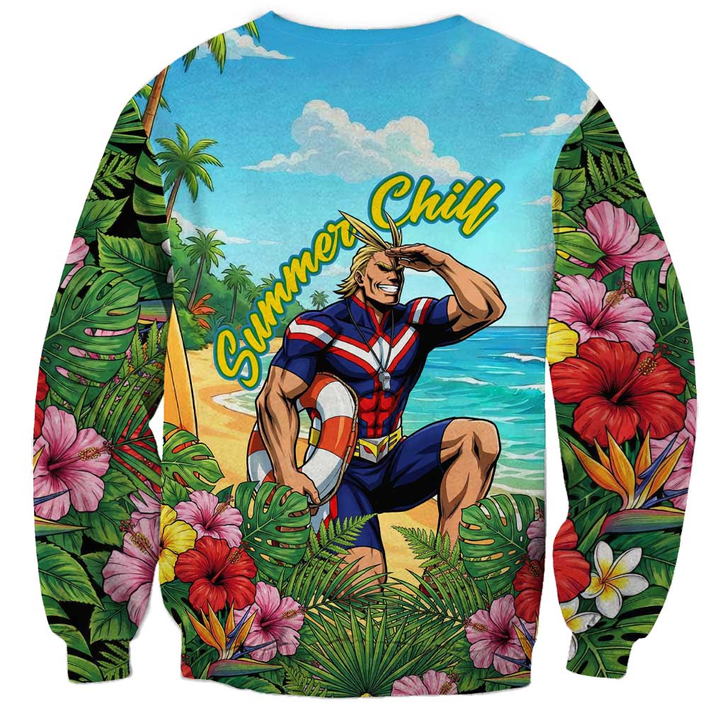 Toshinori Yagi Summer Chill Sweatshirt Heroic Tropical Anime Art