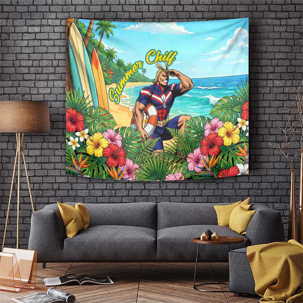 Toshinori Yagi Summer Chill Tapestry Heroic Tropical Anime Art