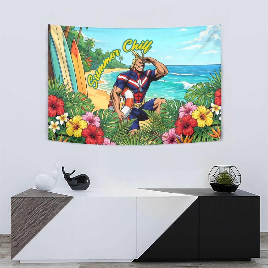 Toshinori Yagi Summer Chill Tapestry Heroic Tropical Anime Art