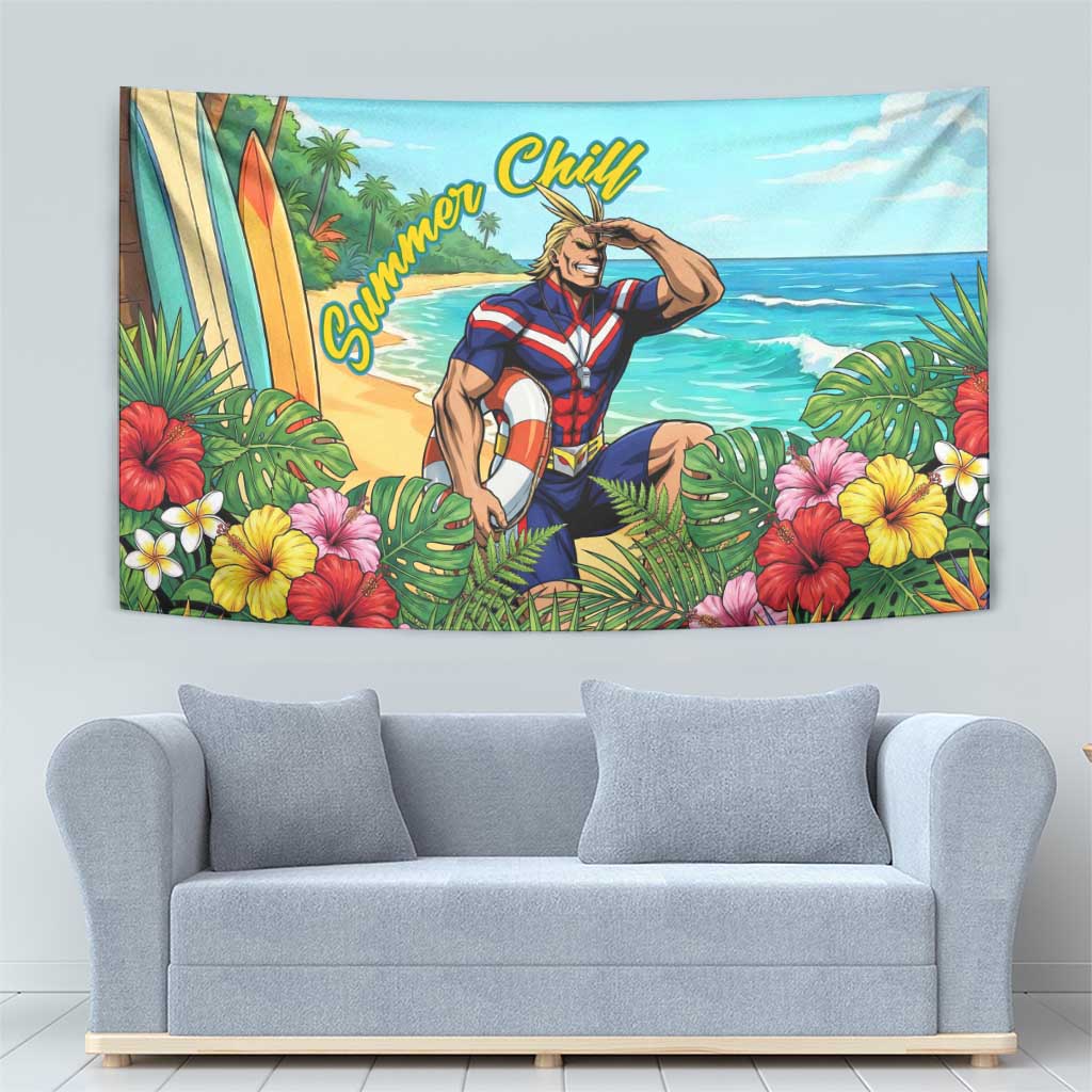 Toshinori Yagi Summer Chill Tapestry Heroic Tropical Anime Art