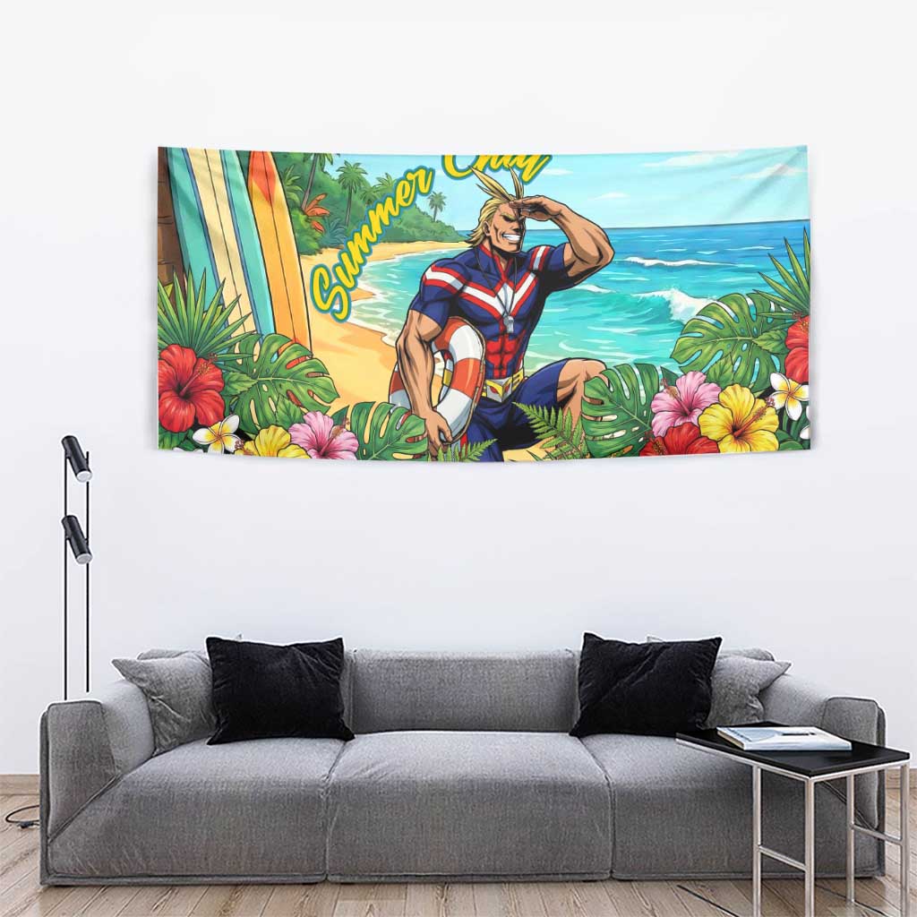 Toshinori Yagi Summer Chill Tapestry Heroic Tropical Anime Art