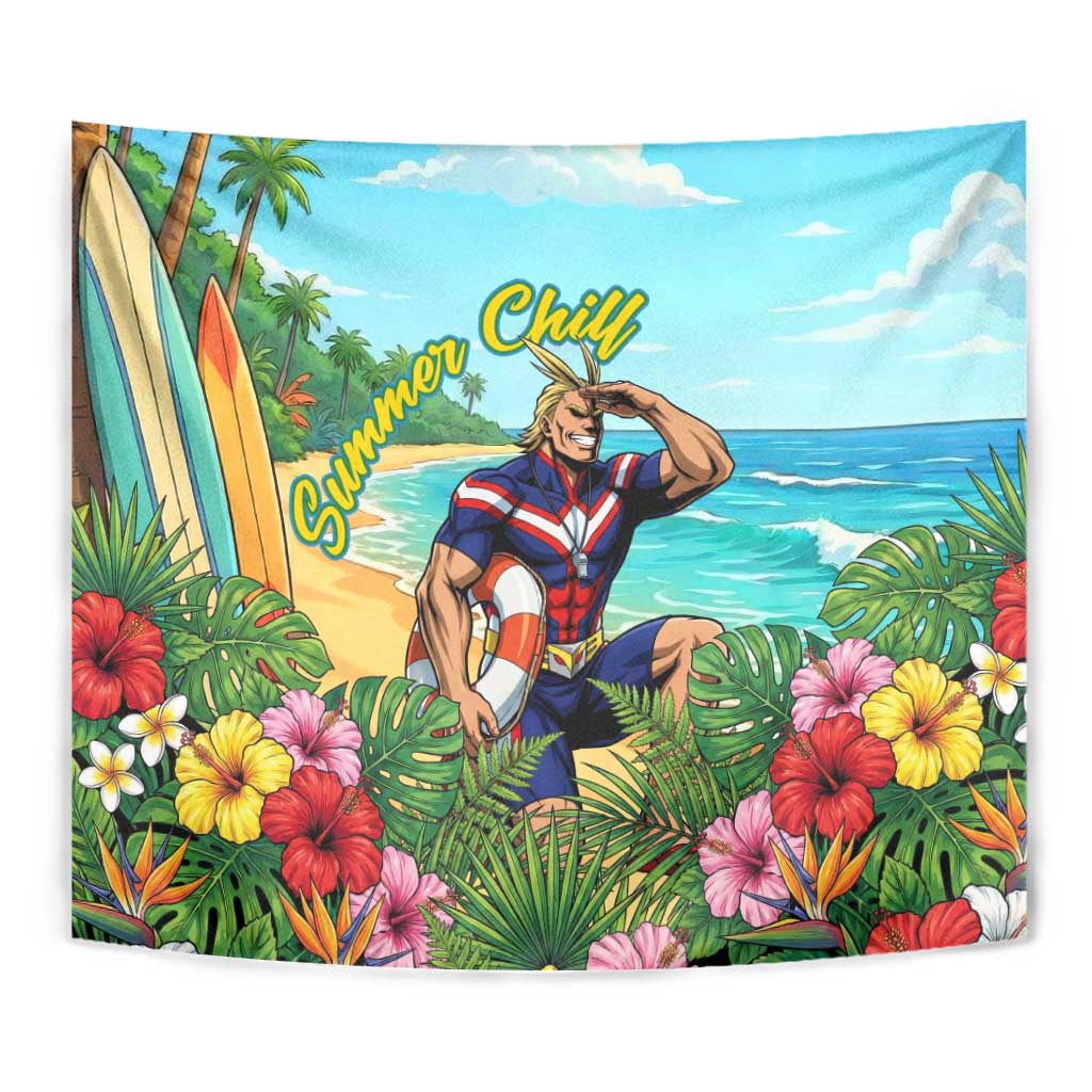 Toshinori Yagi Summer Chill Tapestry Heroic Tropical Anime Art