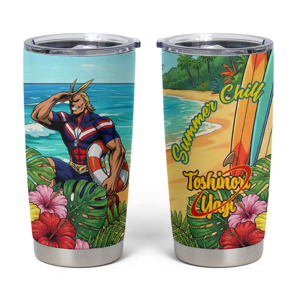 Toshinori Yagi Summer Chill Tumbler Cup Heroic Tropical Anime Art