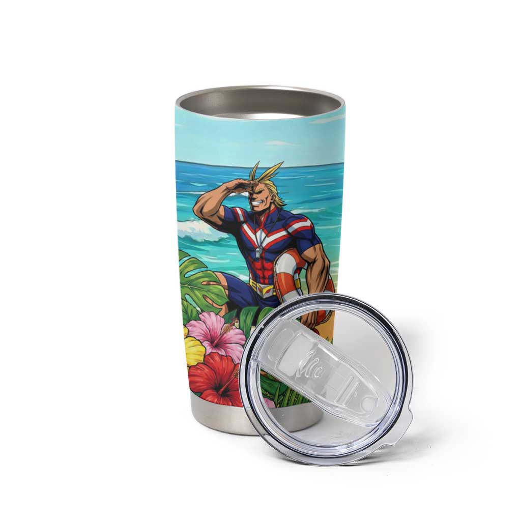 Toshinori Yagi Summer Chill Tumbler Cup Heroic Tropical Anime Art