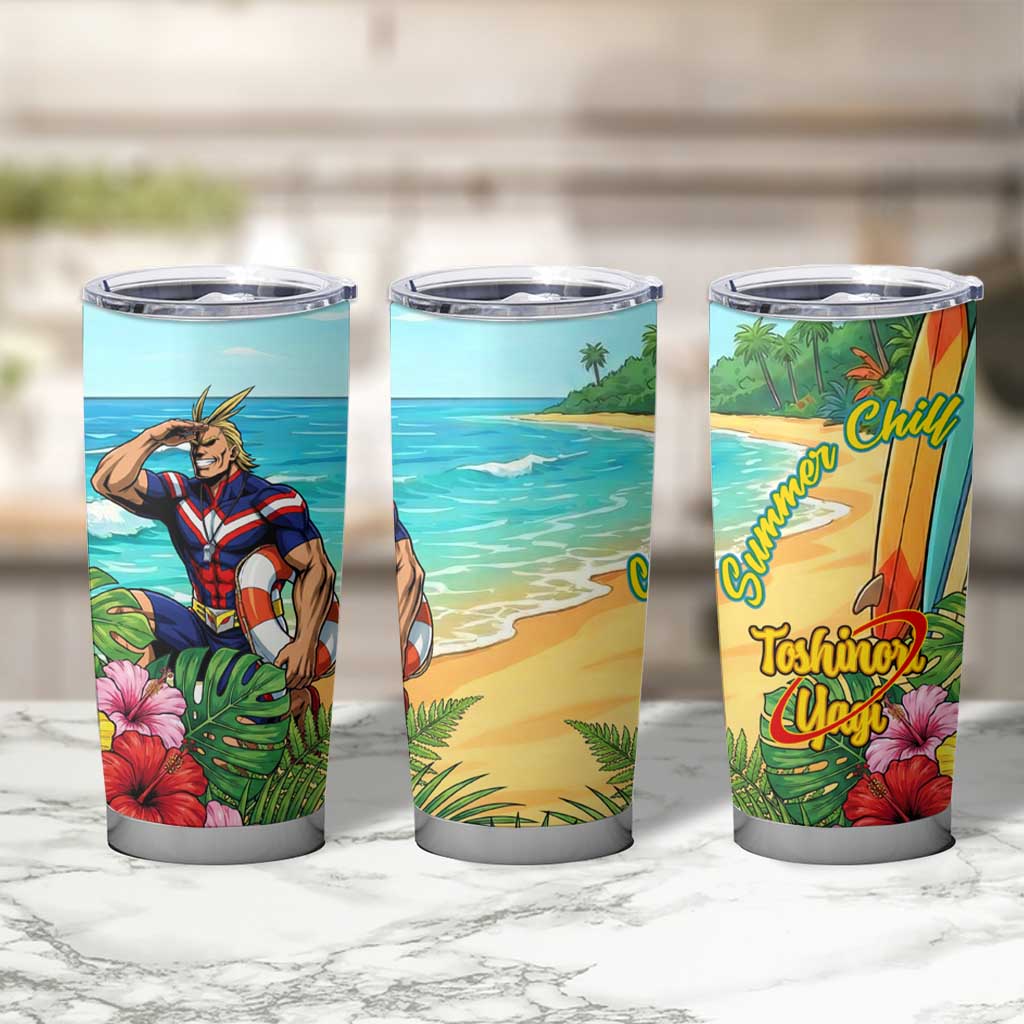 Toshinori Yagi Summer Chill Tumbler Cup Heroic Tropical Anime Art
