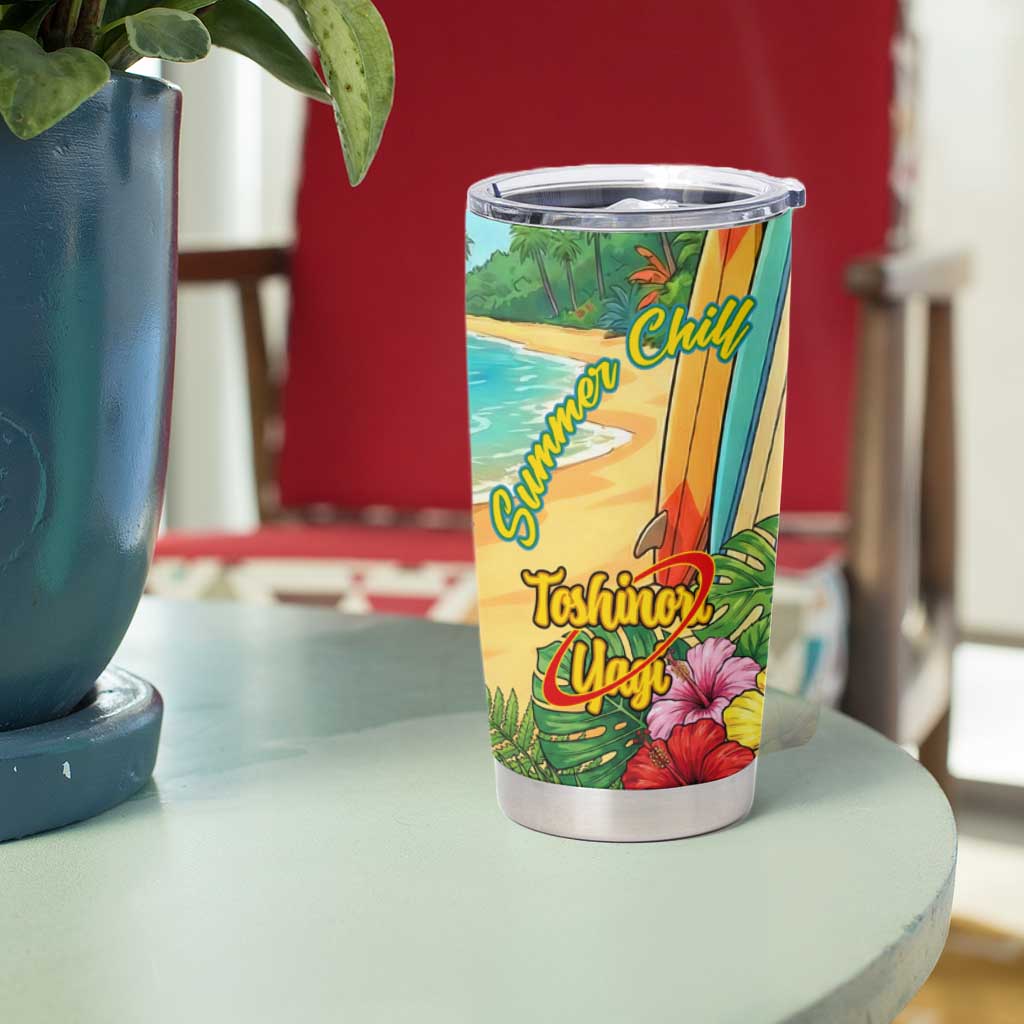 Toshinori Yagi Summer Chill Tumbler Cup Heroic Tropical Anime Art