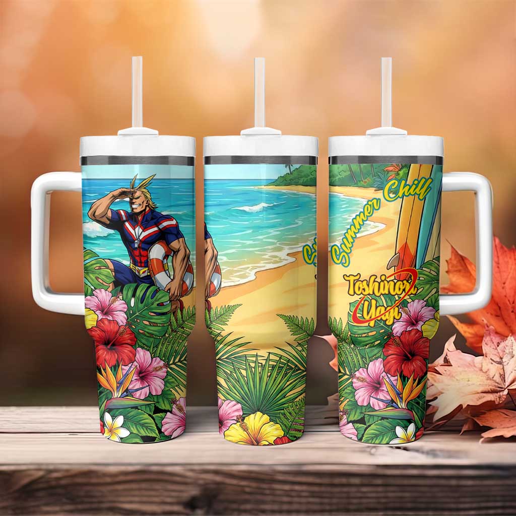 Toshinori Yagi Summer Chill Tumbler With Handle Heroic Tropical Anime Art