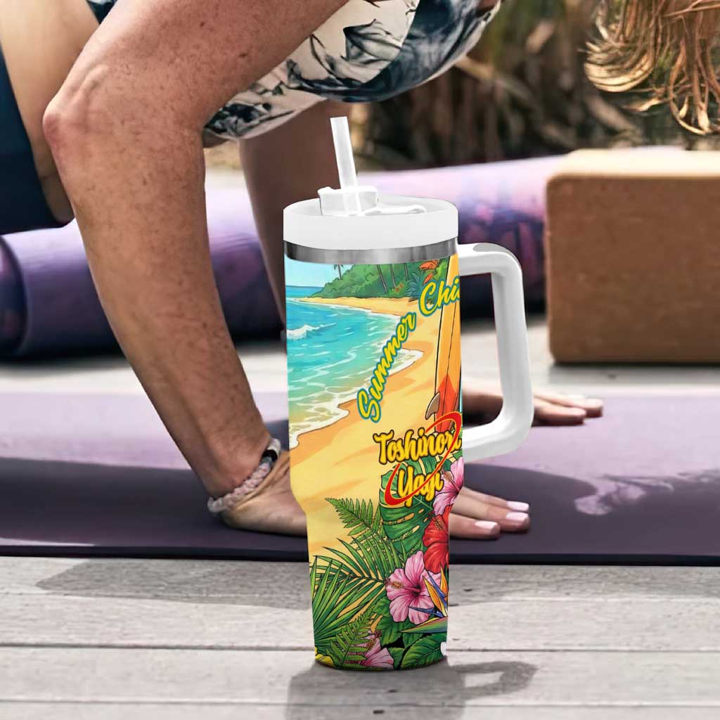 Toshinori Yagi Summer Chill Tumbler With Handle Heroic Tropical Anime Art