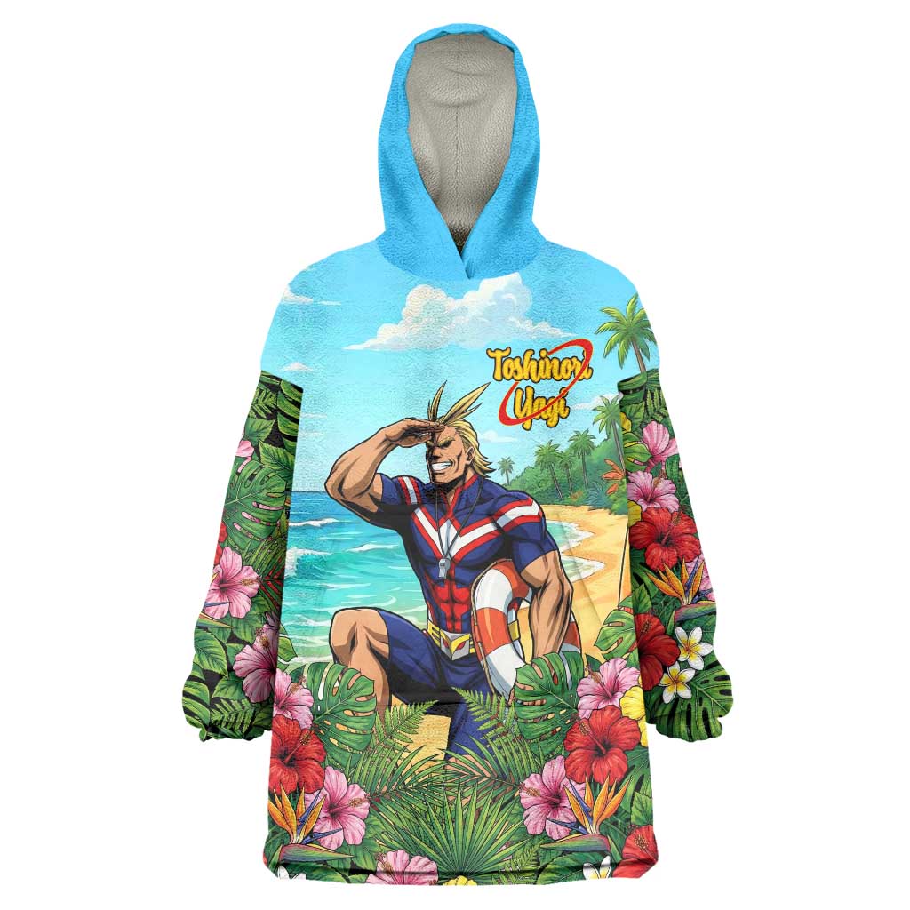 Toshinori Yagi Summer Chill Wearable Blanket Hoodie Heroic Tropical Anime Art